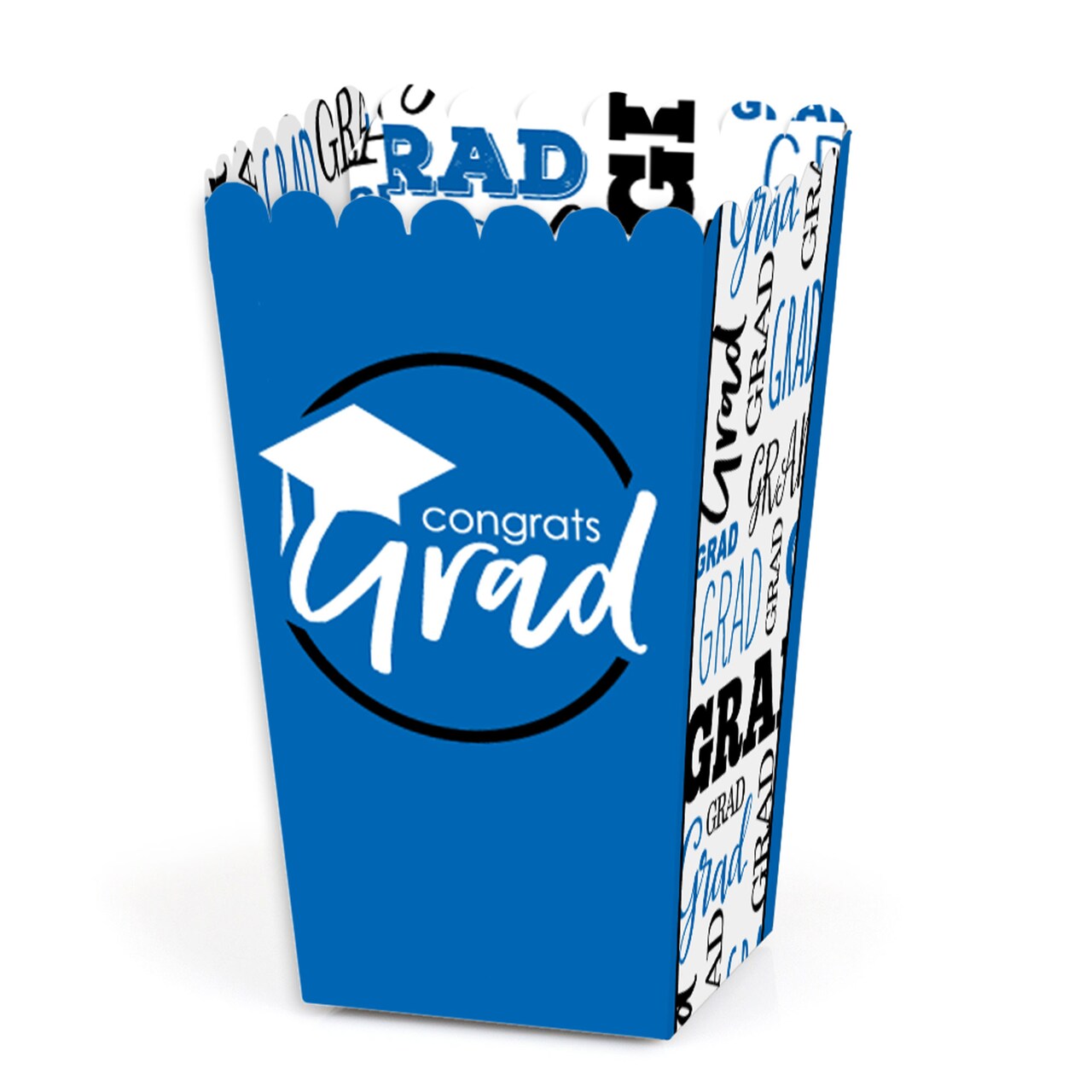 Big Dot of Happiness Blue Graduation Party Favor Popcorn Treat Boxes - Set of 12